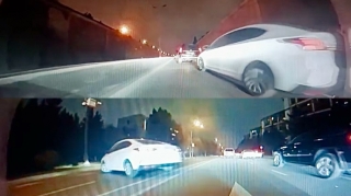 Prospektdə qəza riski yaradan sürücü qoşa xətdən əks yola çıxdı   - VİDEO