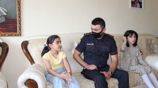 Zaqatalada polislər yeni tədris ili ilə əlaqədar şəhid övladlarını ziyarət ediblər  - FOTO