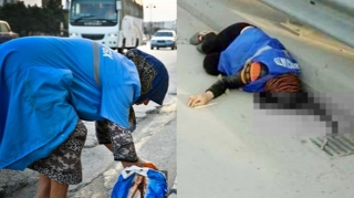 Yolu təmizləyən iki qadını maşın vurdu  - VİDEO