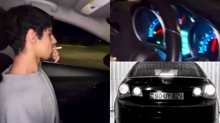 Sürət həddini aşan gənc sürücü digər maşınla yarışaraq “şou” göstərdi - VİDEO