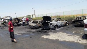 Biləsuvar postunda yanğın: bir neçə avtomobil yanıb - FOTO