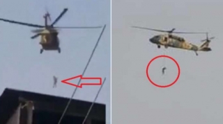 Helikopterdən asılaraq edam edildi - VİDEO 