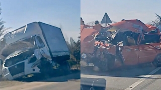 Masallıda yük maşınıyla toqquşan “VAZ” əzik-əzik oldu   - VİDEO