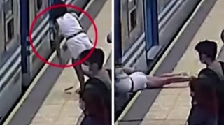 Platforma ilə qatar arasında düşən qadın sağ qaldı - ŞOK VİDEO 