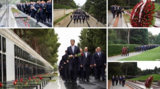 Dəmiryolçular Fəxri xiyabanı və Şəhidlər xiyabanını ziyarət ediblər  - FOTO