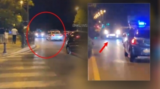 Bakıda "protiv" gedən "Prius" DYP maşını  ilə üz-üzə gəldi - ANBAAN VİDEO 