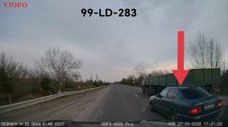 В Саатлы водитель нарушил правил обгона и создал опасную ситуацию на дороге - ВИДЕО 