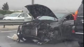 Aeroport yolunda "Hyundai" qəza törədib   - VİDEO