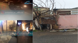 "Prado" qaz borusuna çırpıldı,  ev yandı: sürücü tapılmır, vətəndaş ŞİKAYƏTÇİDİR  - VİDEO