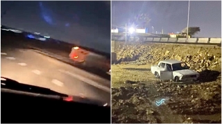 Gənc sürücü içkili halda əyləci çəkib maşını dərəyə aşırdı  - ANBAAN VİDEO