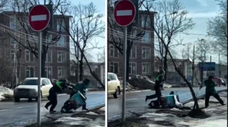 Yol polisi yoxlamadan qaçan skuterli kuryeri yıxaraq saxladı - VİDEO 