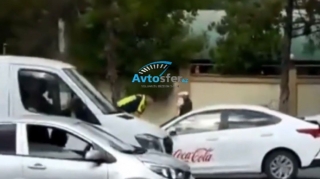 Qaçmağa çalışan sürücü yol polisini kapotda sürüdü - VİDEO 