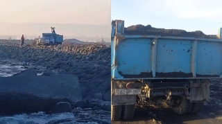 Balakəndə qanunsuz qum-çınqıl daşıyanlar saxlanıldı - FOTO - VİDEO