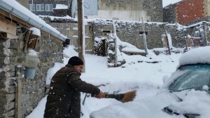 Qubanın Xınalıq kəndinə qar yağır - FOTO