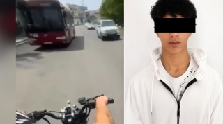 Motosikleti maşınların üzərinə sürən Amin Məmmədov saxlanıldı - VİDEO 