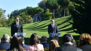 Əliyev və Qaribaşvili mətbuata bəyanatlarla çıxış edib  - VİDEO - FOTO