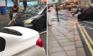 Yol vermək üstündə dava: qadın “kabluku” çıxarıb... - VİDEO