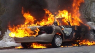 Göygöldə avtomobil yanıb,  sürücü yanıq xəsarəti alıb - FOTO 