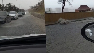 Badamdar yolunu su basdı - VİDEO