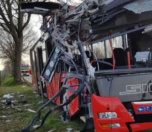 Sərnişin avtobusu ağaca çırpıldı: 20 yaralı - FOTO