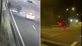 Magistral yolda aşan maşının içindəki uşaq yola düşdü - 5 YARALI - VİDEO 