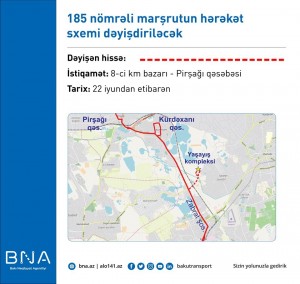 Bakıda daha iki marşrut xətti üzrə hərəkət sxemi dəyişdirilib - SXEM