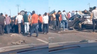 Bakıda baş vermiş qəzanın dəhşətli görüntüləri yayıldı  - VİDEO