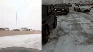 В Азербайджане снег и гололёд стали причиной аварий - ВИДЕО