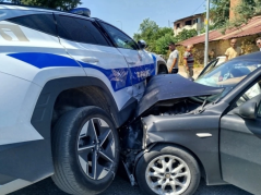 Aydında polis avtomobili ilə minik maşını toqquşub: İki yaralı  - FOTO