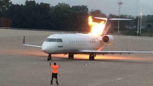 Göyərtəsində 180-dən artıq sərnişin olan təyyarədə yanğın - FOTO