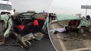 “Range Rover”ə çırpılan “Renault” iki yerə bölündü: 1 ölü, 2 yaralı - FOTO