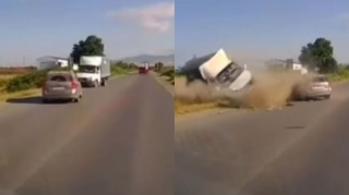 Bakı-Xaçmaz yolunda yuxulayan sürücü dəhşətli qəza törətdi  - VİDEO