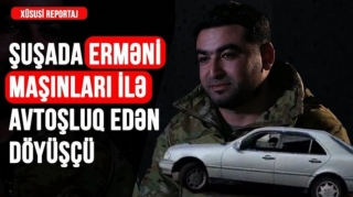 Şuşada erməni maşınları ilə “avtoşluq edən”  döyüşçü  - VİDEO