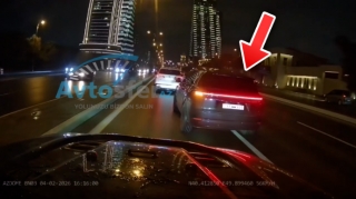 Prospektdə ara məsafəsini saxlamayıb təhlükə yaradan sürücü – 99-MM-833 - VİDEO 