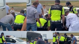 Yol polisi sürücünün həyatını xilas etdi:  Biləsuvarda  - VİDEO - FOTO