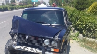 Kürdəmirdə iki avtomobil toqquşub, xəsarət alan var  - FOTO