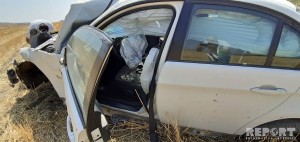 Göyçayda avtomobil aşdı: xəsarət alanlar var - FOTO