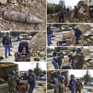 Bakıda binanın zirzəmisində top mərmisi tapılıb - FOTO