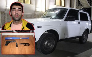 Qubada "Niva"dan beşbarmaq və tapança götürülüb - FOTO