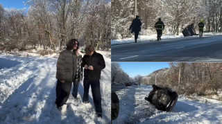 Qəbələ yolunda turistlər qəzaya düşdü: Maşından düşüb şəkil çəkdirdilər - VİDEO 