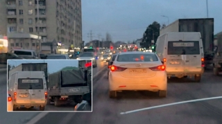 "Yol daralır, hamımız əziyyət çəkirik" -  Hərəkətə mane olan yük maşınları - VİDEO 