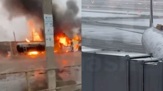 Şeremetyevo hava limanı yaxınlığındakı yanacaqdoldurma məntəqəsində yanğın baş verib - VİDEO 