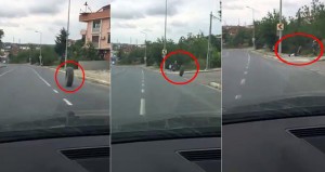 Yük maşınından çıxan təkər balaca uşağa çırpıldı - VİDEO