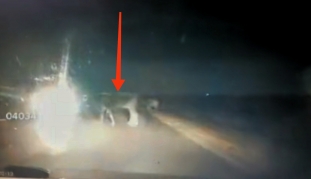 Qaranlıq yola inək çıxdı, sürücü ağır qəzaya düşdü - VİDEO