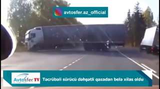 Peşəkar sürücü dəhşətli qəzadan belə xilas oldu - ANBAAN VİDEO 