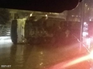 Ziya Bünyadov prospektində yük maşını aşdı: yol bağlanıb - FOTO + VİDEO