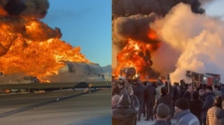 В Гобустане произошло ДТП с участием бензовоза: загорелись несколько автомобилей, есть погибший  - ВИДЕО - ФОТО