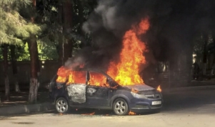 Abşeronda avtomobil yanıb