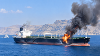 Hörmüz boğazında tanker naməlum mərmi ilə vurulub
