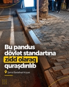 Şəmsi Bədəlbəyli küçəsində qurulan pandus standartlara uyğun deyil? – AÇIQLAMA 